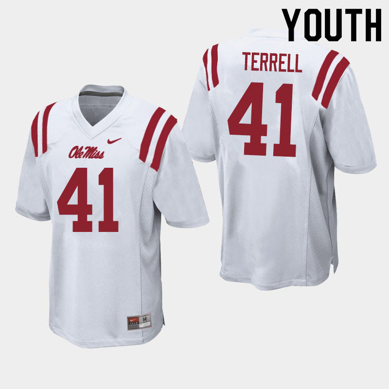 C.J. Terrell Ole Miss Rebels NCAA Youth White #41 Stitched Limited College Football Jersey AMI0458LA